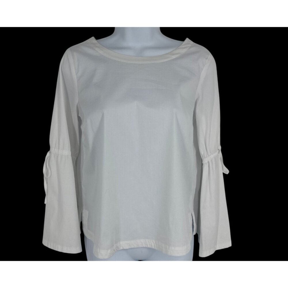 Loft Long-Sleeve Blouse With Adjustable Tie Details & Round Neck Blouse Sz XSP